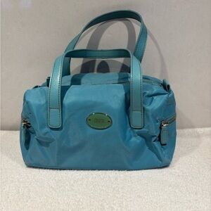Franco Sarto Teal Blue Nylon Barrel Bag Shoulder Bag Handbag
